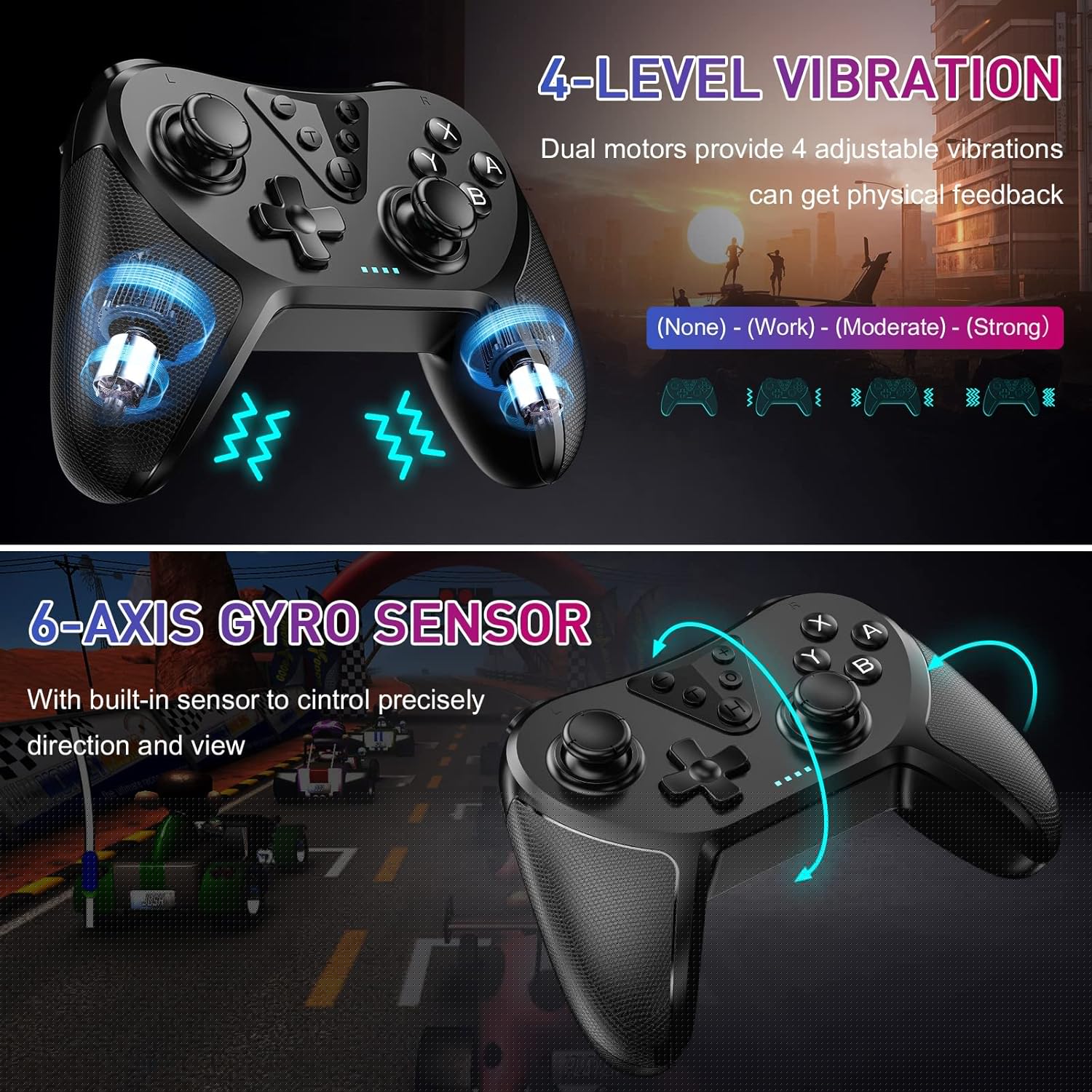 thumbnail image 4 of Controladores Inalámbricos para Switch/Switch Lite/Switch OLED, Gamepad Remoto con Joystick, Vibración Turbo Ajustable con Función Programable, 4 of 7