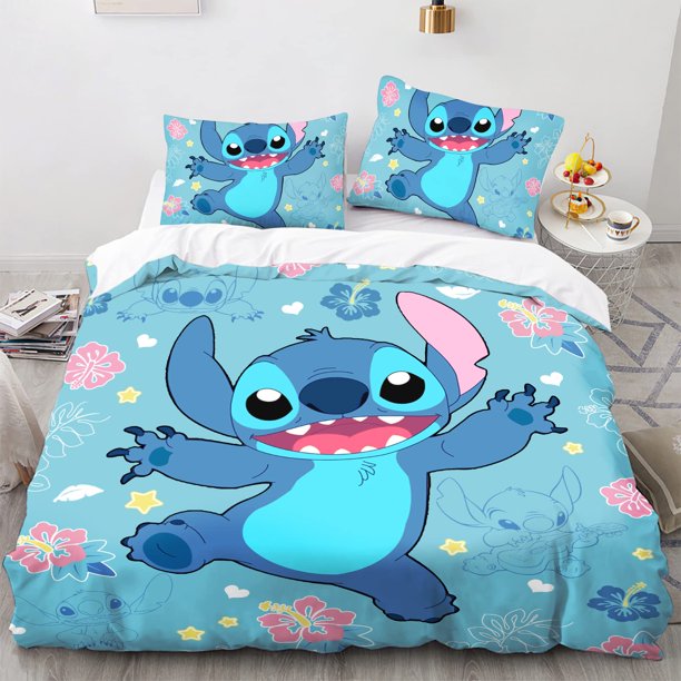 Stitch Bedding Duvet Cover Anime Bedding Sets 3D Printed Lightweight 3 Pieces Comforter Cover Sets