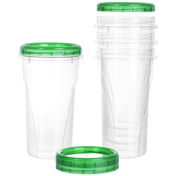 PLASTICPRO Recipientes de Almacenamiento de Alimentos de 48 Onzas con Tapa Giratoria Verde – Transparentes, Reutilizables, Apilables – Pack de 4