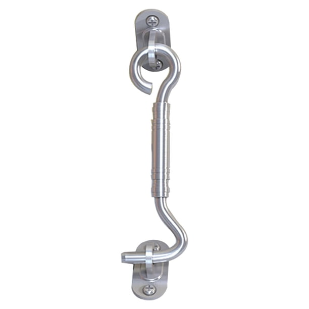 Cerradura de puerta de granero, gancho de puerta de material acero inoxidable de 4 pulgadas y pestillo con tornillos de montaje, pestillo de cerradura Plata