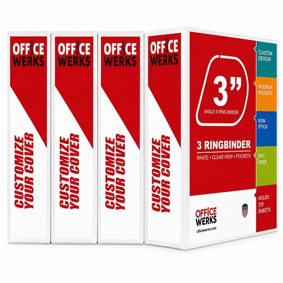 Carpeta de anillas Binder Depot 7,6 cm (4 unidades) blanca sin PVC