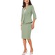thumbnail image 4 of INSPIRE CHIC Conjunto de Traje de 2 Piezas para Mujer Conjunto de Atuendo de Maestra para Regreso a Clases Blazer sin Cuello de Manga 3/4 Falda Lápiz de Cintura Alta Atuendos de Trabajo Verde L, 4 of 6