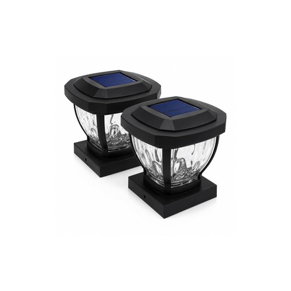 Lámparas solares de tapa para poste Home Zone Living, paquete de 2, negro