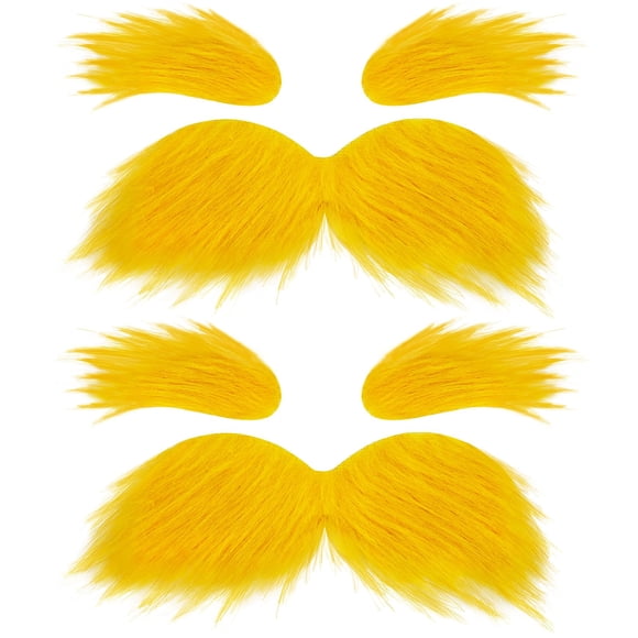 Disfraz YMMAALE Bigote y Cejas 2 juegos color amarillo