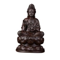 Magideal - Estatua De Madera Yin, Escultura De Buda De Adoración, Estatua De Buda, Figurita De Feng Shui Para Armario, Casa De Té, Estante De Decoración Negro