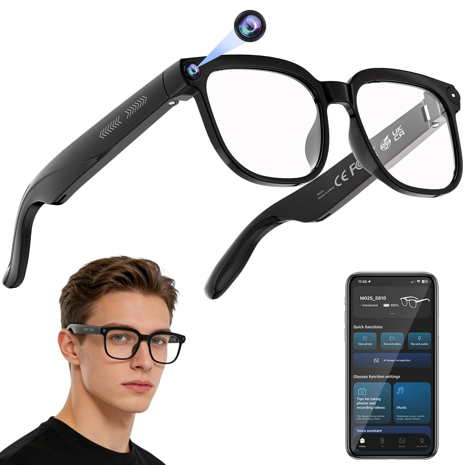 Gafas Inteligentes Ai Plunthorn Con Captura De Vídeo Y Fotos En 4k Hd