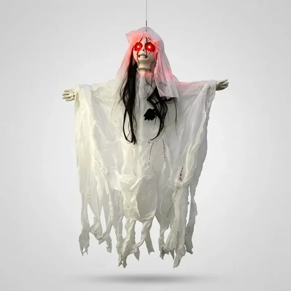 Muñeco Novia Fantasma Decorativo Halloween Luz Y Sonido 50cm