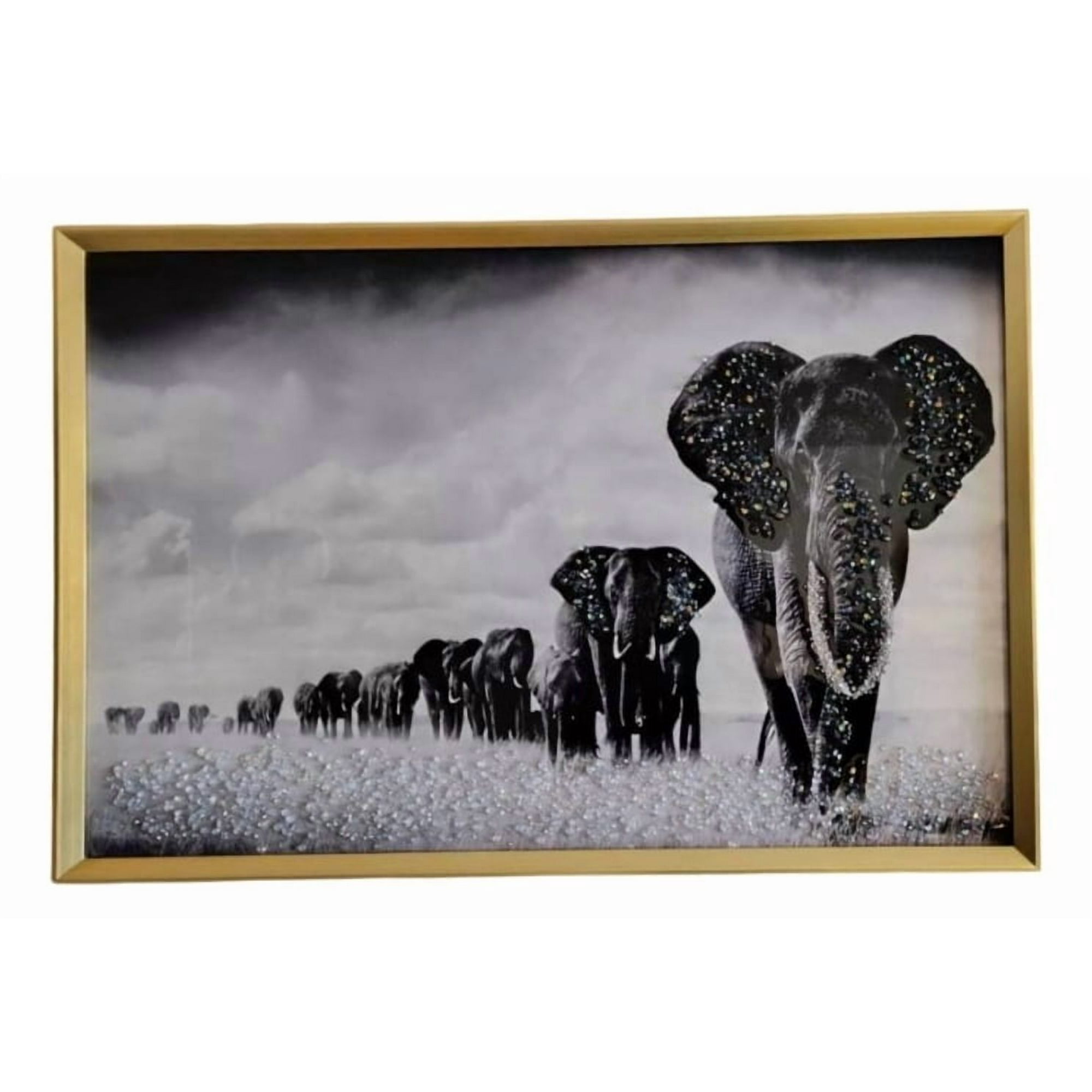 Genérico - Cuadro Decorativo Mural Manada Elefantes Arte Pared Jhn