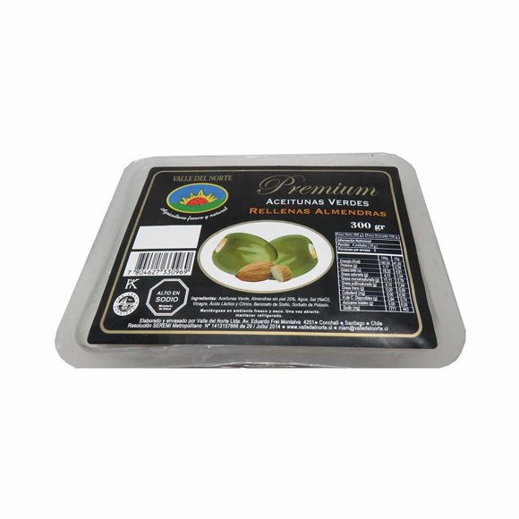 Aceitunas Premium Verdes Rellena con Almendras, 300 g