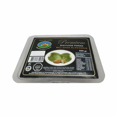 Aceitunas Premium Verdes Rellena Con Almendras 300 G Valle Del Norte