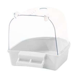 Ioensy - Caja De Baño Para Pájaros Y Mascotas, Tortolitos, Pájaros Pequeños, Periquitos, Loro Enjaulado, Bañera Blanca