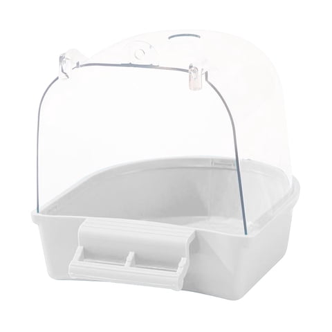 Ioensy - Caja De Baño Para Pájaros Y Mascotas, Tortolitos, Pájaros Pequeños, Periquitos, Loro Enjaulado, Bañera Blanca