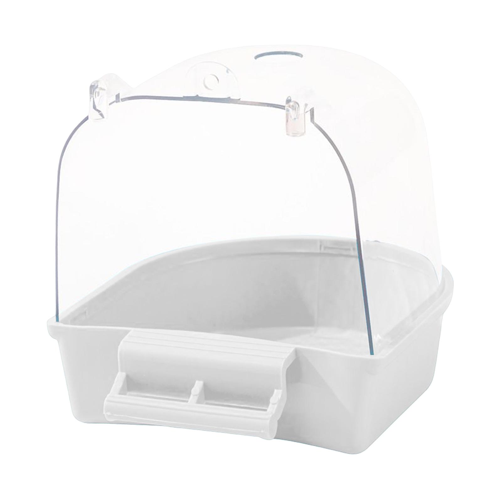 Ioensy - Caja De Baño Para Pájaros Y Mascotas, Tortolitos, Pájaros Pequeños, Periquitos, Loro Enjaulado, Bañera Blanca