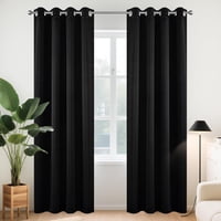 Juego De Cortinas Blackout Joydeco De 229 Cm De Largo Con 2 Paneles, Color Negro