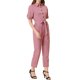 thumbnail image 4 of INSPIRE CHIC Mono de regreso a clases para mujer, manga corta, con cuello, botones, cintura ajustable, algodón, cargo, XS, rosa, 4 of 7