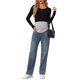 thumbnail image 2 of INSPIRE CHIC Jeans de Maternidad Denim Pierna Recta Sobre el Vientre Pantalones Casuales para Embarazadas S Azul Oscuro, 2 of 6