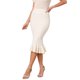 thumbnail image 4 of INSPIRE CHIC Falda de punto de sirena para mujer, cintura alta elástica, ajustada, casual, cola de pez, suéter, midi, S Beige, 4 of 6