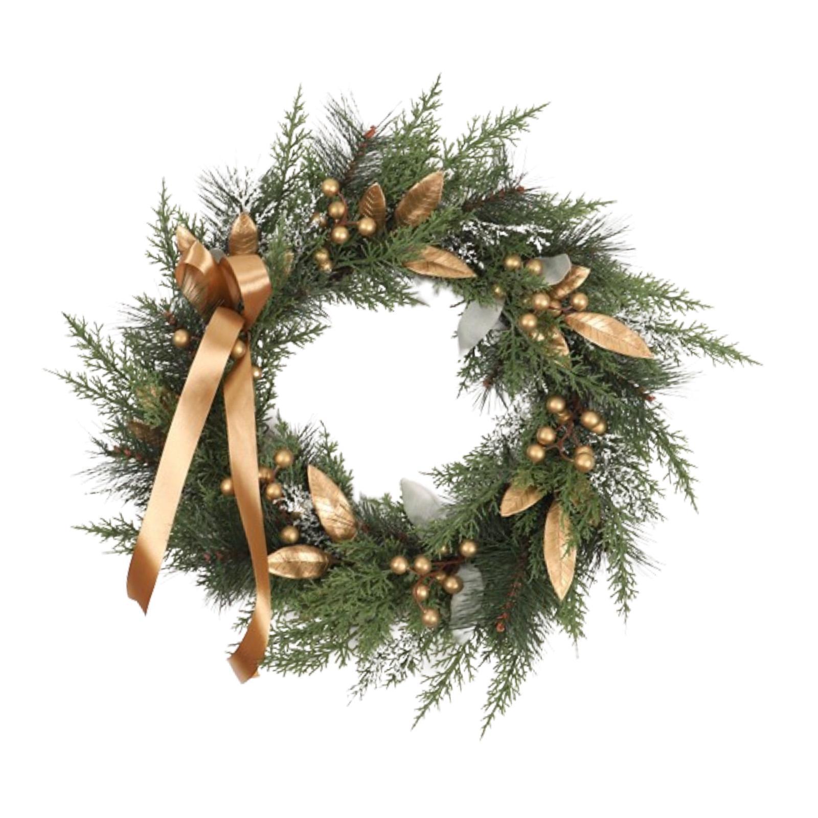 Magideal - Corona Navideña Para Colgar En La Pared, Adorno Para Puerta De Entrada, 55 Cm, Corona Artificial Verde Decorativa Para Salas De Estar, Fiestas Al Aire