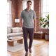 thumbnail image 2 of INSPIRE CHIC Camisa Polo de Manga Corta con Cuello en V a Rayas Verticales para Hombre XXL Gris Claro, 2 of 5
