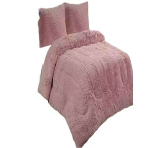 Genérico - Cubrecama Peludo 2 Plazas Rosado