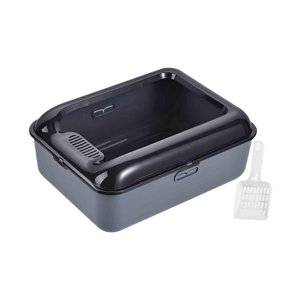 Ioensy - Bandeja De Arena Para Mascotas Con Tapa Abierta, Duradera, Fácil De Limpiar, Lavabo De Arena, Caja De Arena Para Gatos, Gris M