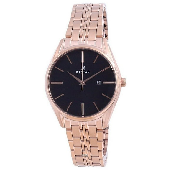 Reloj Westar Análogo Esfera Negra Acero Inoxidable Bicolor Mujer