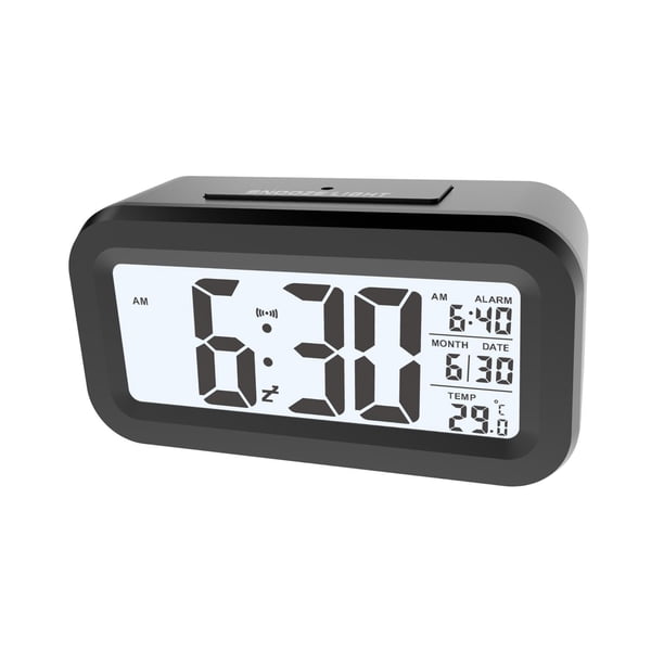 Reloj Despertador Digital Con Fecha De Temperatura Interior Para Escritorio De Oficina Dormitorio Negro