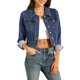 thumbnail image 4 of INSPIRE CHIC Chaqueta de Mujer para Regreso a Clases de Manga Larga con Botonadura Simple Chaqueta de Mezclilla Recortada XL Azul Oscuro, 4 of 8