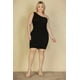 thumbnail image 3 of Vestido Mini Ajustado con un Solo Hombro y Tejido de Burbujas de Talla Grande, 3 of 5