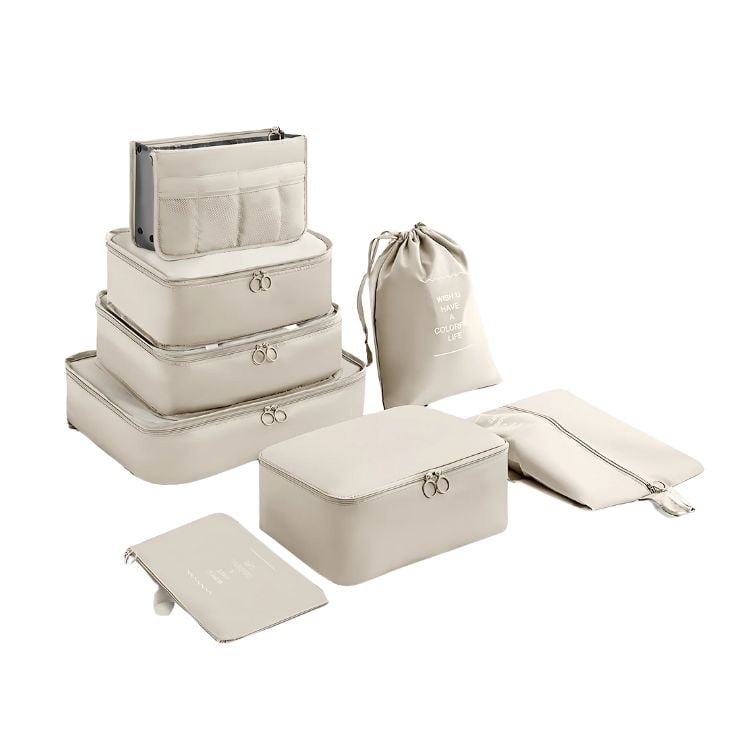 Crusec - Set 8 Bolsas De Maletas De Viaje - Beige