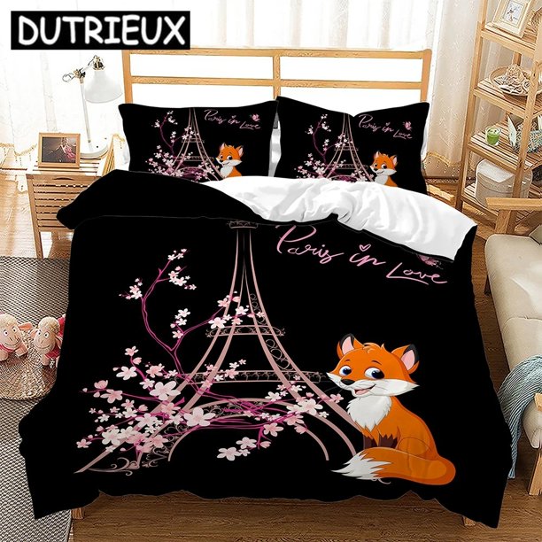 Animal Fox Sea Turtle Butterfly Duvet Cover Bedding Set Comforter Linen Pillowcases Room Decor Gift Double