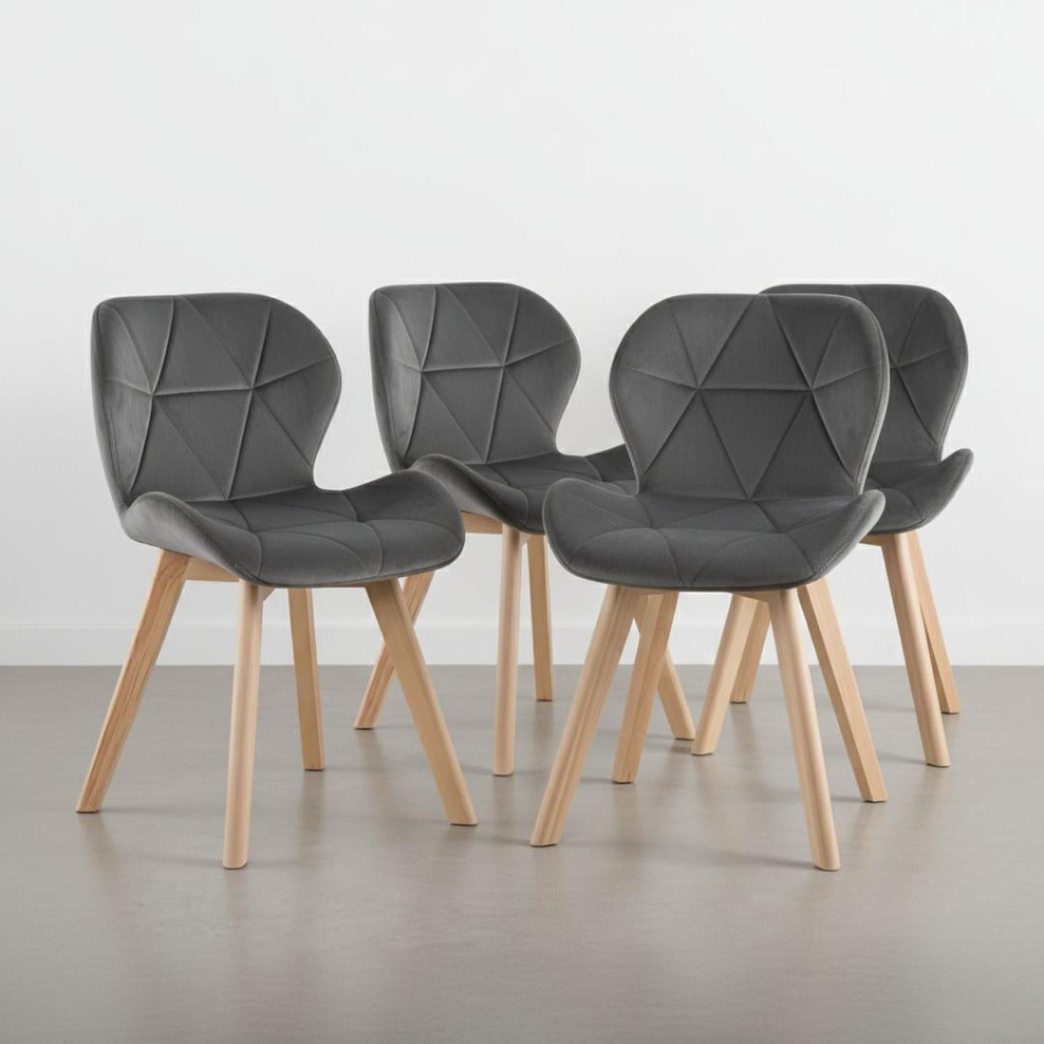 Pandalino - Pack 4 Sillas Rubik Velvet Gris | Elegancia Y Confort