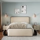 thumbnail image 3 of Modern Metal Bed Frame with Curved Upholstered Headboard and Footboard Bed with 4 Storage Drawers, Heavy Duty Metal Slats, Queen Size, Beige, 3 of 3