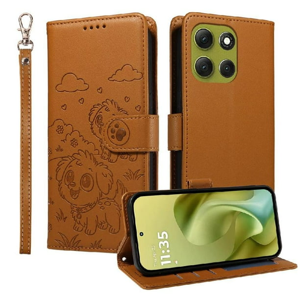 Funda Billetera FOXDOCK Compatible con Motorola Moto G86 5G, Diseño Perrito Tierno, Ranuras para Tarjetas y Soporte Plegable