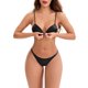 thumbnail image 5 of INSPIRE CHIC Sujetador triangular sin aros con tirantes finos y cierre frontal de satén para mujer y tanga ligera sin costuras 2 paquetes M Negro, 5 of 5