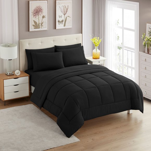 Set de edredón Sweet Home Collection Black Twin XL, 5 piezas