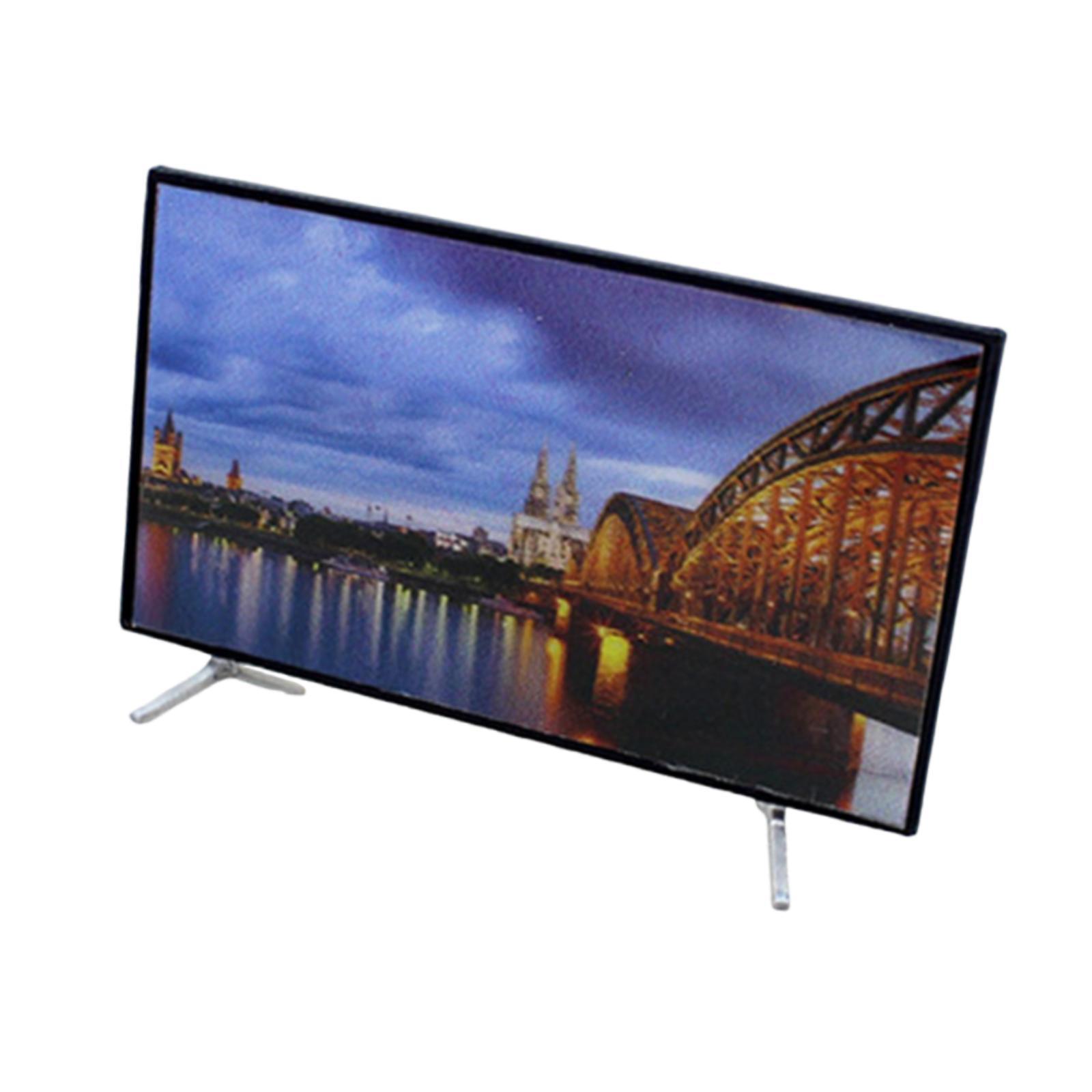 Magideal - 1/12 Casa De Muñecas Televisión Simulación Electrodoméstico Niños Niñas Juguete Mini Tv Juego De Simulación Decoración Con Soporte Tv Miniatura Para 59 Cm X 33 Cm