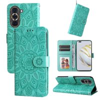 Funda Tipo Cartera Foxdock Para Huawei Nova 10 , Diseño Girasol En Relieve, Cuero Pu, Cierre Magnético, Soporte Y Tarjetero