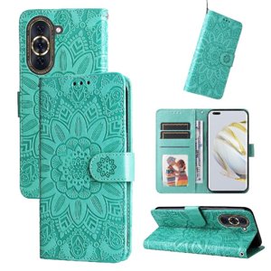 Funda Tipo Cartera Foxdock Para Huawei Nova 10 , Diseño Girasol En Relieve, Cuero Pu, Cierre Magnético, Soporte Y Tarjetero