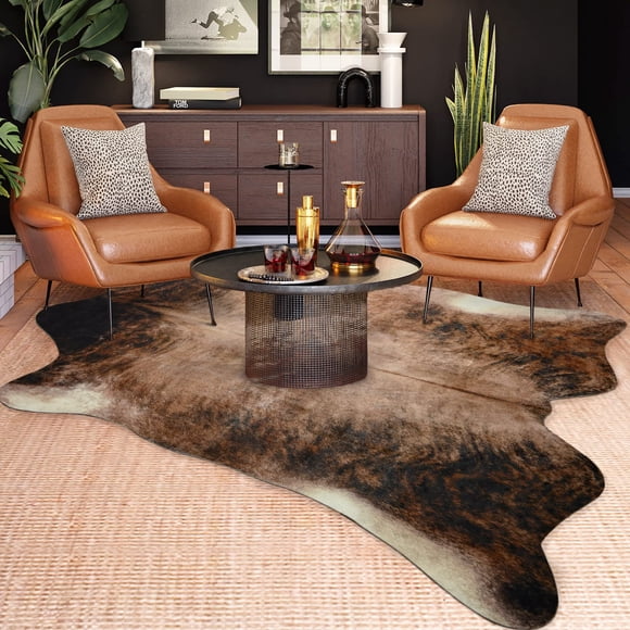 Alfombra Easycozy Imitación Piel de Vaca 158x192 cm con Fondo Elástico Reforzado