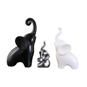 Magideal - 3 Esculturas De Elefantes Para Decoración De Escritorio, Estatuas De Animales Coleccionables De Cerámica, Figuras Familiares De Elefantes Para La Mesa