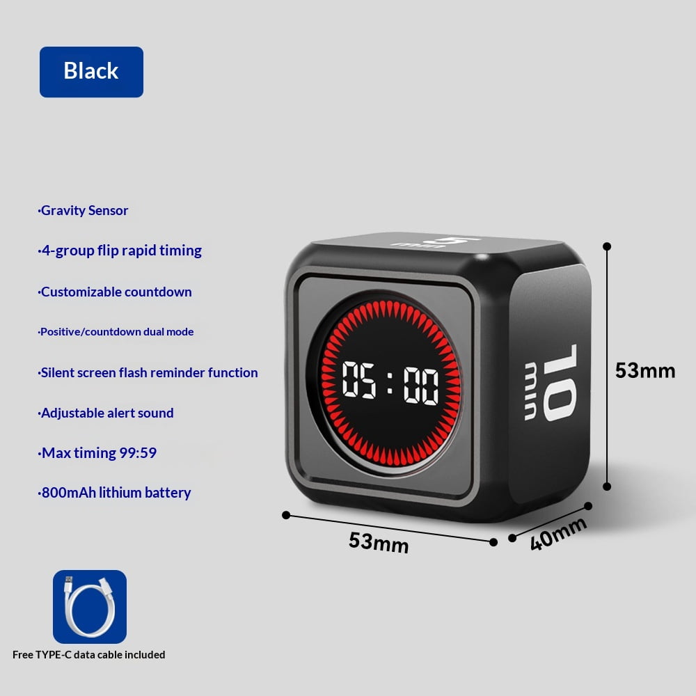Xusx111 - Cubo De Temporizador De Escritorio De Oficina, Temporizador De Pomodoro Visual Con Gravedad, Cuenta Atrás 5/10/25/45 Min, Herramienta De Productividad Recargable Para Aula, Cocina, Gimnasio,
