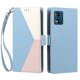 thumbnail image 3 of Cartera de PU Tricolor para Motorola Moto E13 con Ranuras y Soporte, Azul Claro, 3 of 6