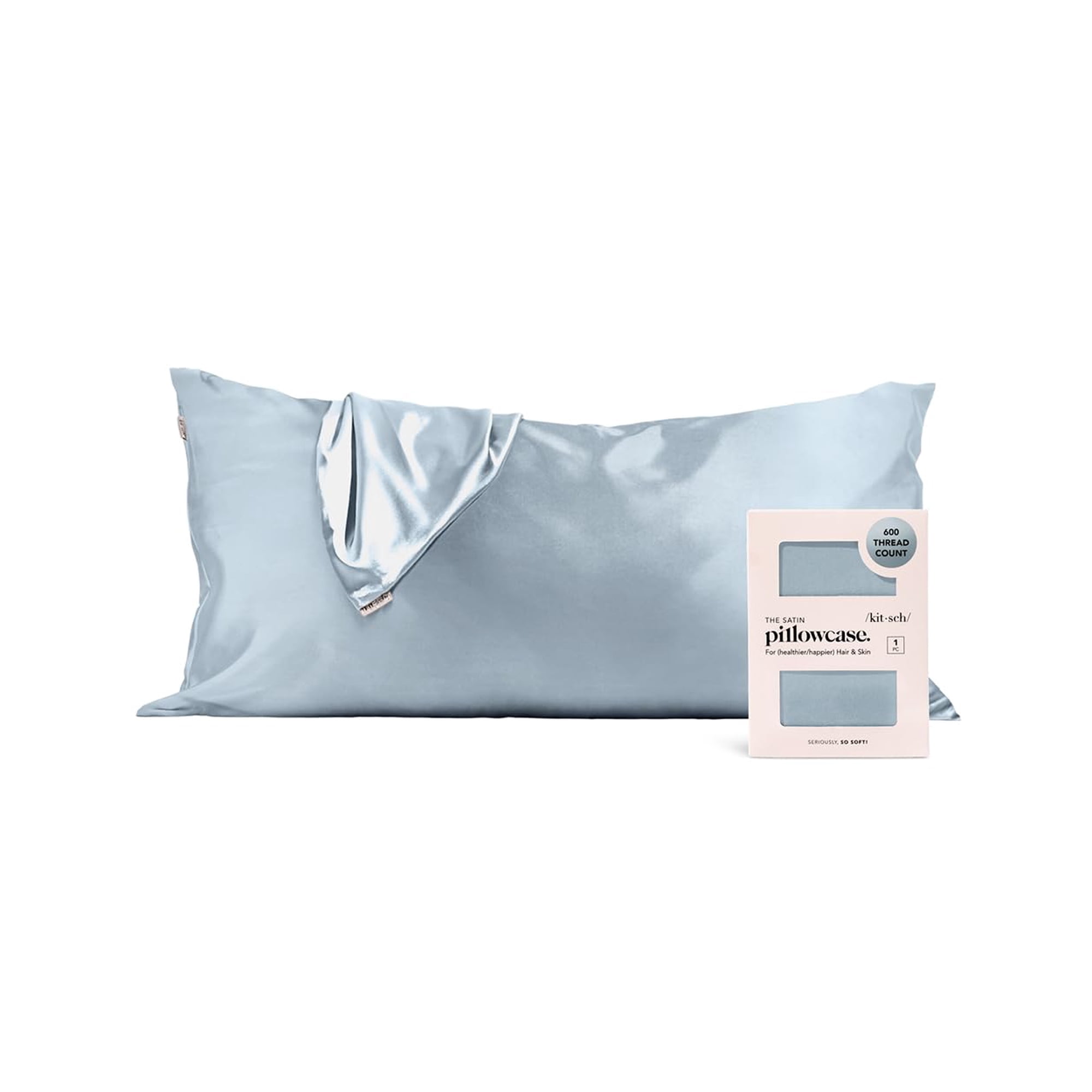 Funda De Almohada Kitsch Satin Queen Tamaño 50 X 90 Cm Haze Blue, Paquete De 2
