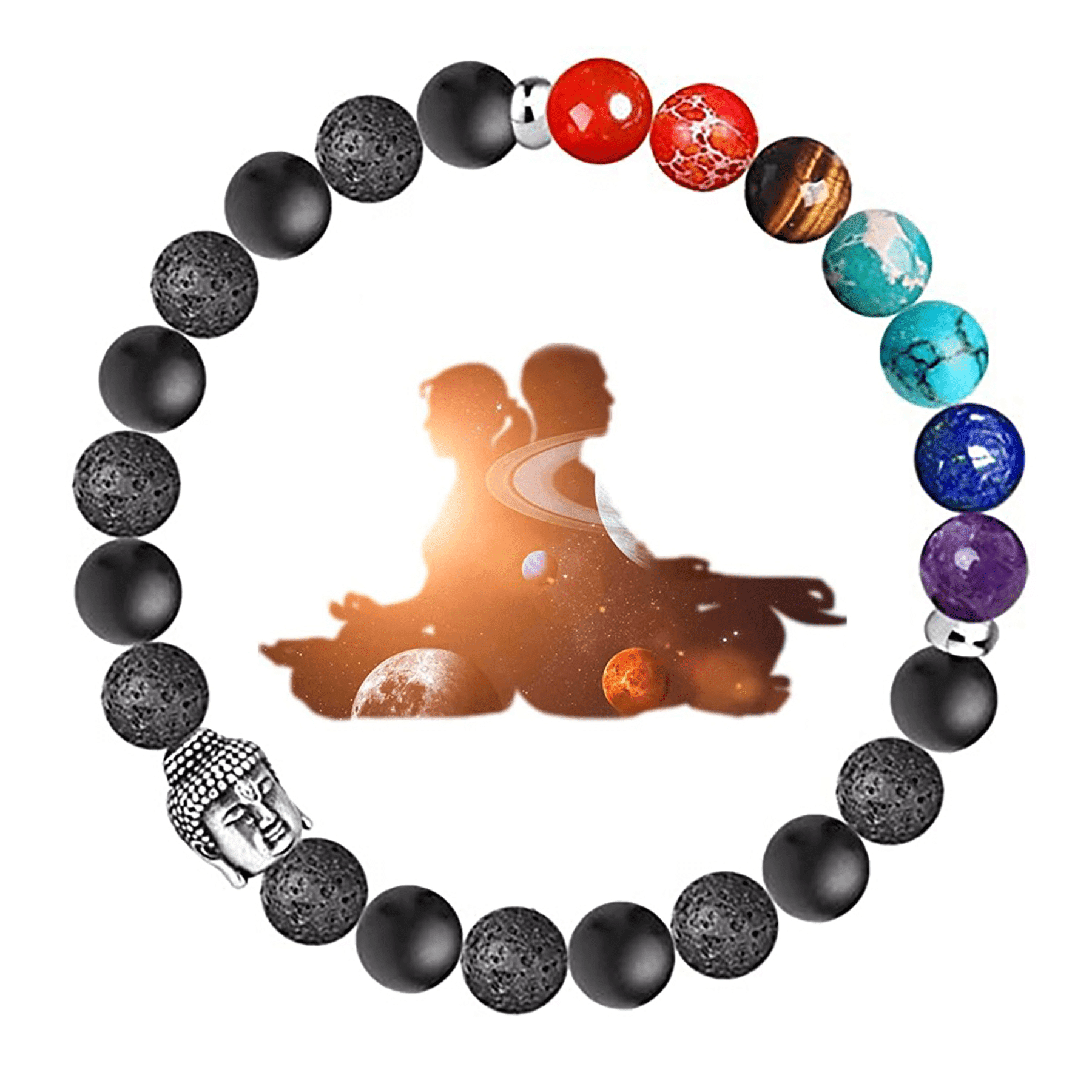 Pulsera Heshpaws Buddha 7 Chakra Anti Anxiety Negra