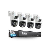 Sistema De Cámara De Seguridad Zosi 4K De Doble Lente De 8 Mp Con Disco Duro De 2 Tb