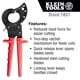 thumbnail image 2 of Cortador de cables Klein Tools 63060 con trinquete de alta resistencia, 750 MCM, 2 of 9