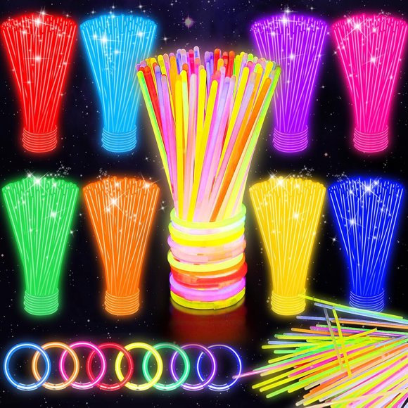 SHQDD 100 Glow Sticks Bulk Party Pack, 8 Neon Halloween Glow Sticks
