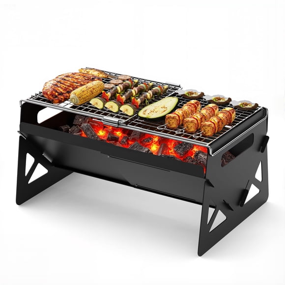 Parrilla de Carbón Raynesys Plegable y Portátil 39x33x14 cm