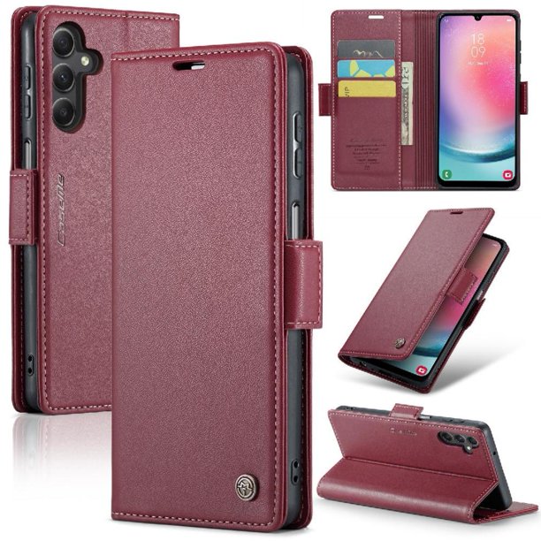 CaseMe tipo cartera Samsung Galaxy A24 4G con cierre magnético, RFID, tarjetero, soporte, carga inalámbrica